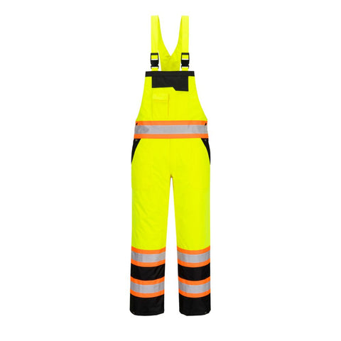 Portwest CA489YBR Hi-Vis Contrast Tape Winter Bib and Brace - Yellow/Black - R