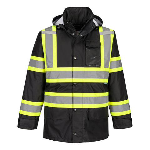Portwest CB460BKR Iona X Back Contrast Winter Traffic Jacket - Black - R