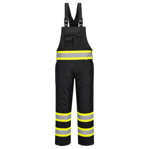 Portwest CB489BKR Iona Contrast Tape Winter Bib and Brace - Black - R