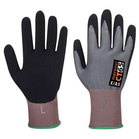 Portwest CT65G8R CT Cut E15 Nitrile Glove A5 - Gray/Black - R
