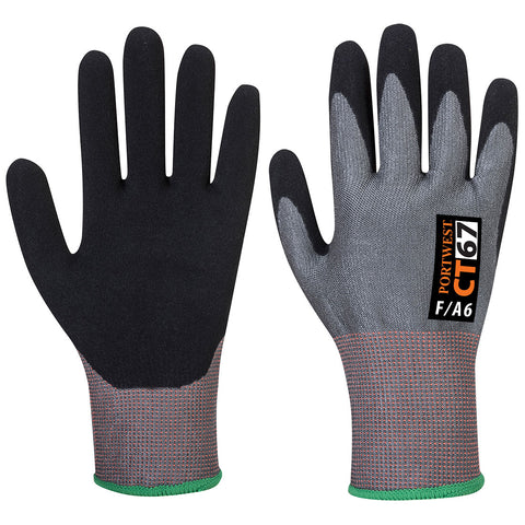 Portwest CT67G8R CT Cut F13 Nitrile Glove A6 - Gray/Black - R