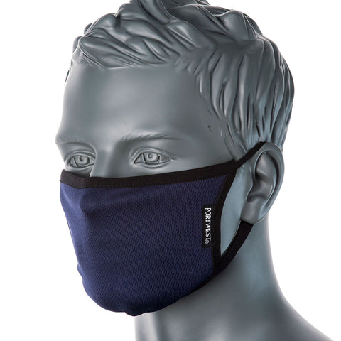 Portwest CV33NA 3-Ply Anti-Microbial Fabric Face Mask (PK25) - Navy - R