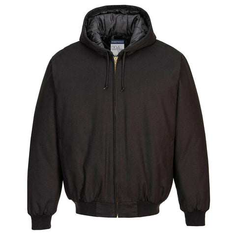 Portwest DC801BKR DuraDuck Quilt Lined Hooded Jacket - Black - R