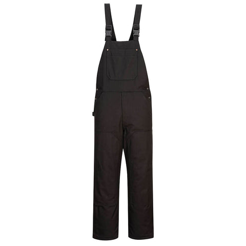Portwest DC802BKR DuraDuck Work Quilt Lined Bib Overall - Black - R