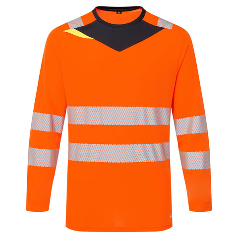 Portwest DX416OBR DX4 Hi-Vis T-Shirt L/S - Orange/Black - R