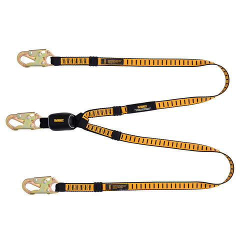 DFP Safety DXFP611120 DEWALT 6 Ft. Lanyard, Twin, External Absorber, with Snap Hooks on Both Ends
