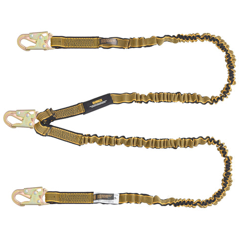 DFP Safety DXFP612120 DEWALT 6 Ft. Lanyard, Twin, Internal Absorber Lanyard with Steel Snap Hooks on All Ends