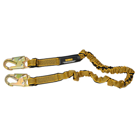 DFP Safety DXFP613100 DEWALT 6 Ft. Lanyard, Single, Internal Absorber, 4' to 6' Stretch Lanyard with Steel Snap Hooks on Both Ends