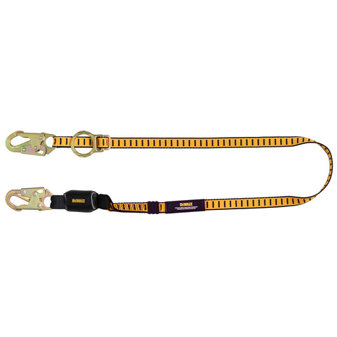 DFP Safety DXFP615111 DEWALT 6 Ft. Lanyard, Single, External Absorber, Tie-Back to D-Ring, Adjustable, Steel Snap Hooks Both Ends
