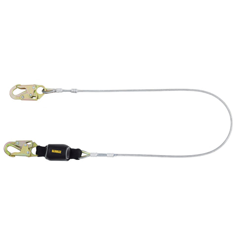 DFP Safety DXFP626100 DEWALT 6 Ft. Lanyard, Single, External Absorber, Leading Edge Cable with Steel Snap Hooks on Both Ends