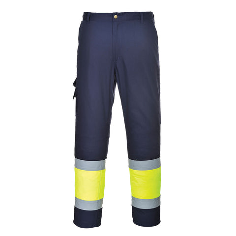 Portwest E049YNR Hi-Vis Contrast Class 1 Service Pants - Yellow/Navy - R