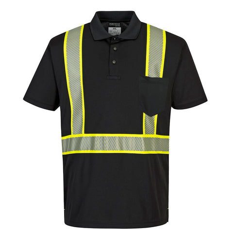 Portwest F140BKR Iona Plus Enhanced Polo Shirt S/S - Black - R