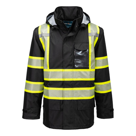 Portwest F366BKR Iona Plus Lined Rain Jacket - Black - R