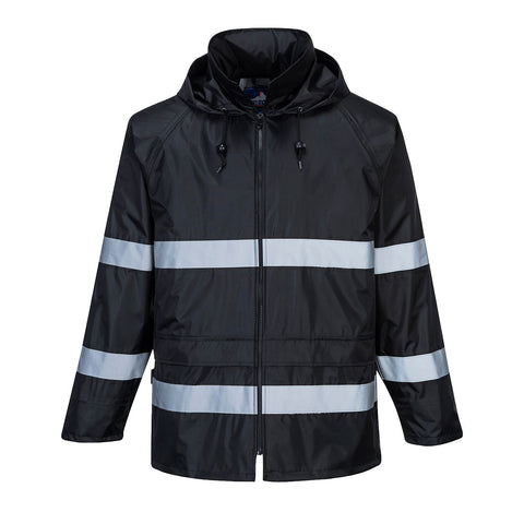 Portwest F440BKR Iona Enhanced Rain Traffic Jacket - Black - R