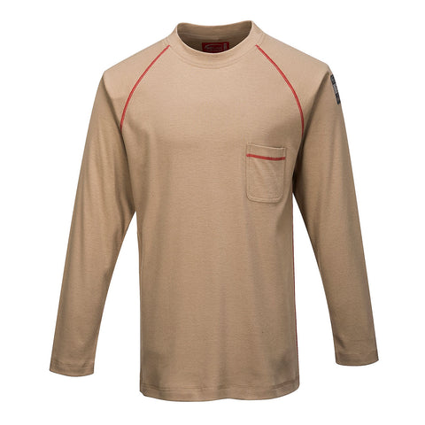 Portwest FR01KHR Bizflame Knit FR Crew Neck - Khaki - R