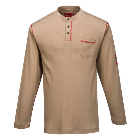 Portwest FR02KHR Bizflame Knit FR Henley - Khaki - R