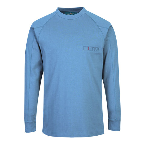 Portwest FR33LBR Bizflame Knit Anti-Static FR Crew Neck - Lake - R