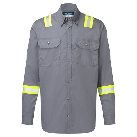 Portwest FR706GRR Bizflame 88/12 FR Taped Shirt - Gray - R