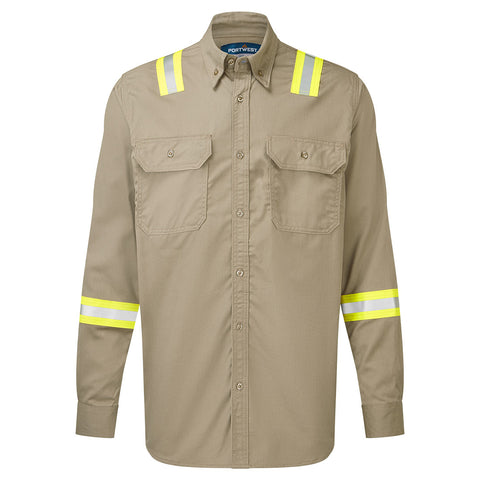 Portwest FR706KHR Bizflame 88/12 FR Taped Shirt - Khaki - R