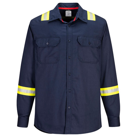 Portwest FR706NAT Bizflame 88/12 FR Taped Shirt - Navy Tall - T