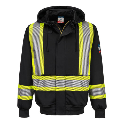 Portwest FR747BKR Bizflame Knit 4" X Back FR Hoodie - Black - R