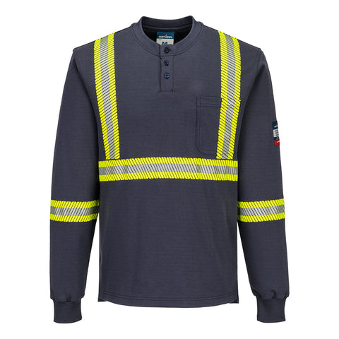 Portwest FR748NVR Bizflame Knit 2" X Back FR Henley - Navy - R