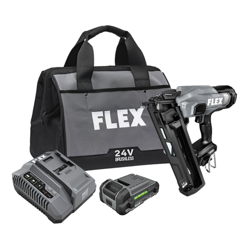 FLEX FX4321A-1A 16Ga Angled Nailer Kit (1x2.5Ah Battery+160W Charger)
