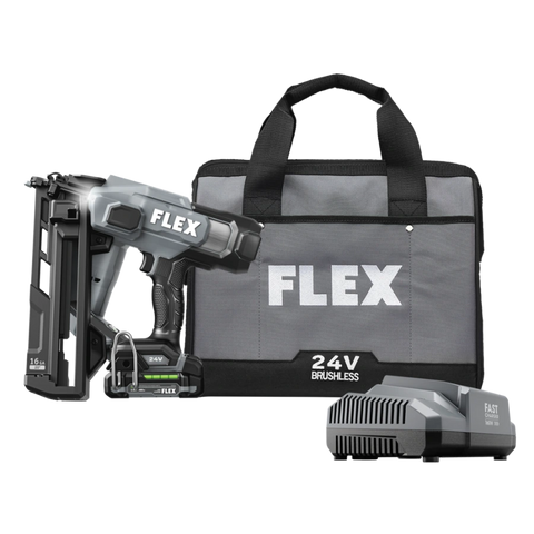 FLEX FX4321A-1A 16Ga Angled Nailer Kit (1x2.5Ah Battery+160W Charger)
