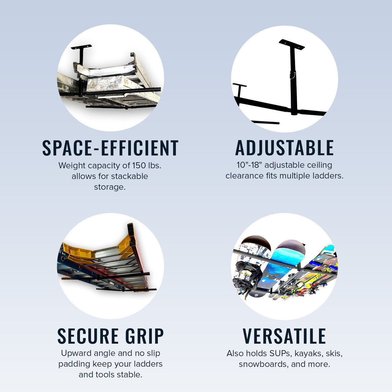 Overhead Ladder Storage Rack | Hi-Port 2 | Adjustable Ceiling Mount ...