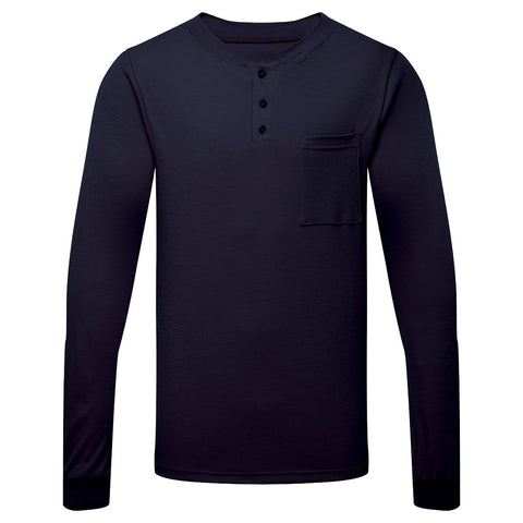 Portwest IFP660NAR Frontline 6.9oz Henley Long Sleeve T-Shirt - Navy - R