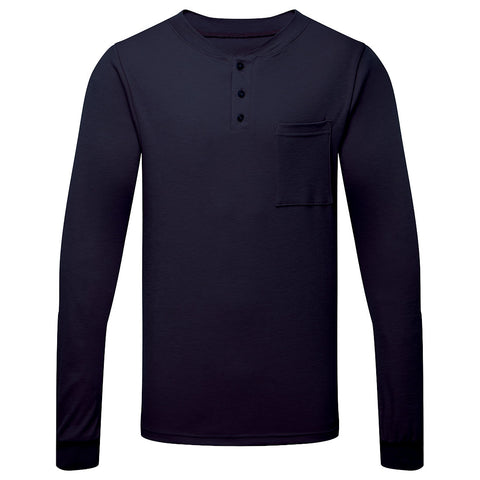 Portwest IFP660NAT Frontline 6.9oz Henley Long Sleeve T-Shirt - Navy Tall - T
