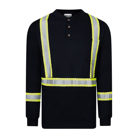 Portwest IFS662NAR Frontline 6.9oz Henley Long Sleeve Segmented T-Shirt - Navy - R