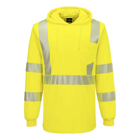 Portwest L042YER Hi-Vis Lightweight Hooded T-Shirt L/S - Yellow - R