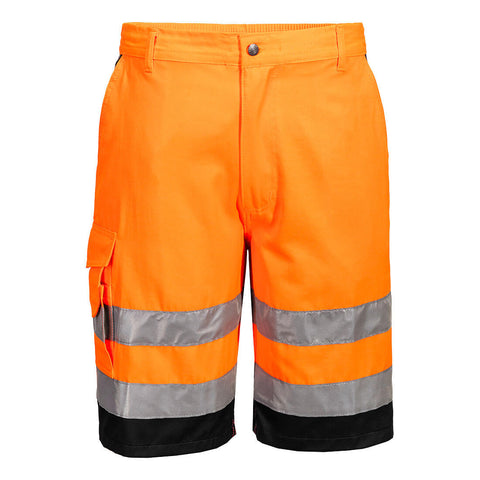 Portwest L043OBR Lightweight Hi-Vis Shorts - Orange/Black - R