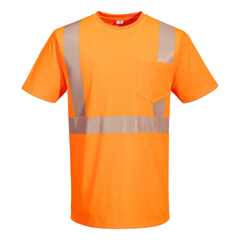 Portwest L044ORR Hi-Vis Lightweight S/S T-Shirt Segmented Tape - Orange - R