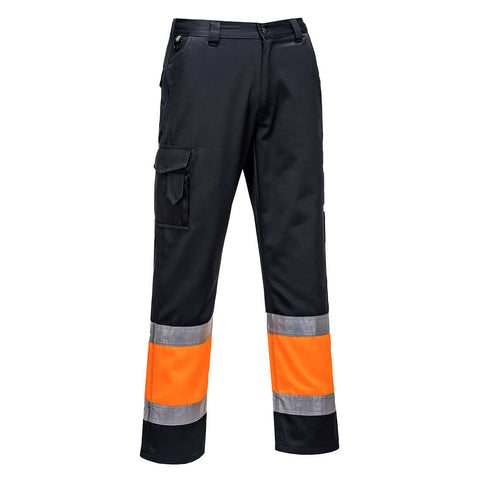 Portwest L049OBR Lightweight Hi-Vis Two Tone Combat Pants - Orange/Black - R