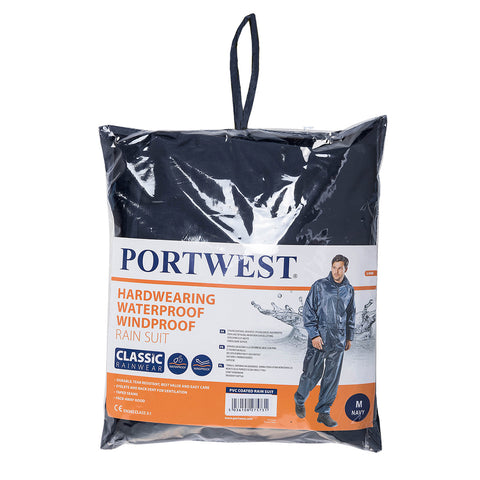 Portwest L440NAR Essentials Rainsuit (2 Piece Suit) - Navy - R
