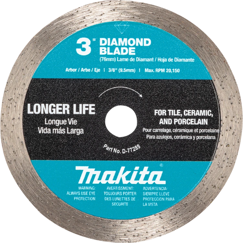 Makita D-77285 3" Continuous Rim Diamond Blade for Ceramic and Porcelain Cutting