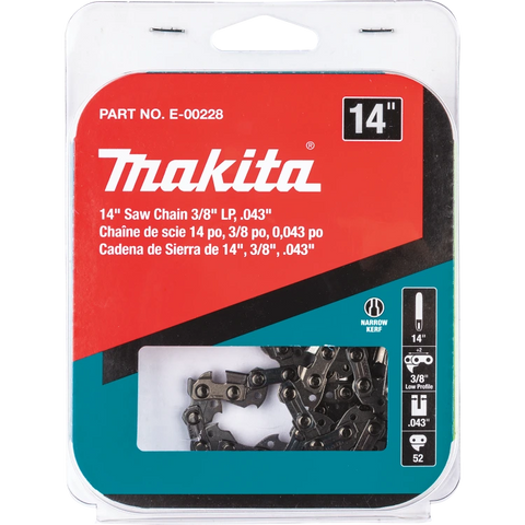 Makita E-00228 14" Saw Chain, 3/8” LP, .043”, 52, Low Kickback