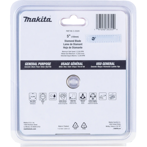 Makita E-23329 5" Diamond Blade, Segmented Turbo, General Purpose