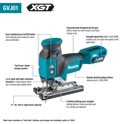Makita GVJ01Z 40V max XGT® Brushless Cordless Barrel Grip Jig Saw (Tool Only)