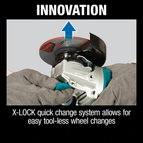Makita XAG25Z 18V LXT® Lithium‑Ion Brushless Cordless 4‑1/2” / 5" X‑LOCK Angle Grinder, with AFT® (Tool Only)