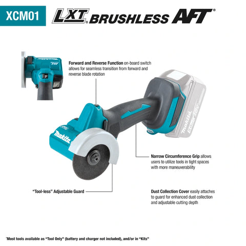 Makita XCM01Z 18V LXT Lithium-Ion Brushless Cordless 3" Cut-Off Tool - Bare Tool