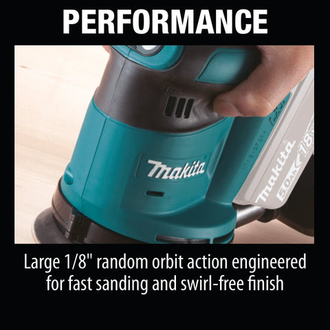 Makita XOB01Z 18V LXT® Lithium‑Ion Cordless 5" Random Orbit Sander, Tool Only