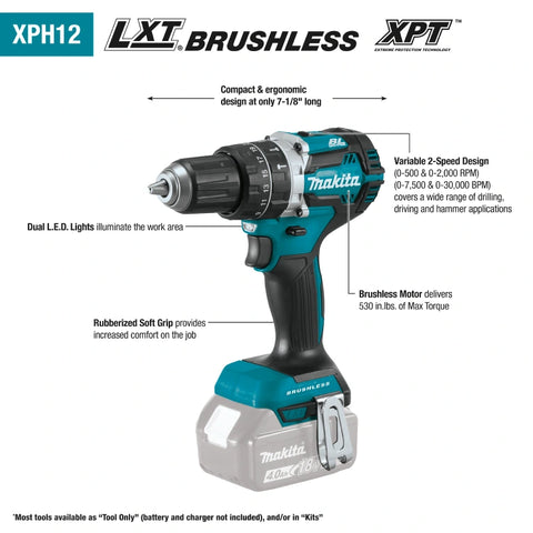 Makita XPH12Z 18V LXT® Compact Brushless 1/2" Hammer Driver-Drill (Tool Only)