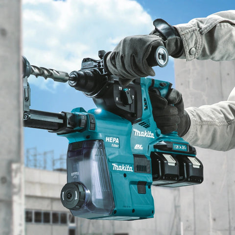 Makita XRH10PTW 36V (18V X2) LXT® Brushless 1-1/8" SDS-PLUS AVT® Rotary Hammer Kit, w/ HEPA Dust Extractor, AFT®, AWS® Capable, dual port charger, bag (5.0Ah)