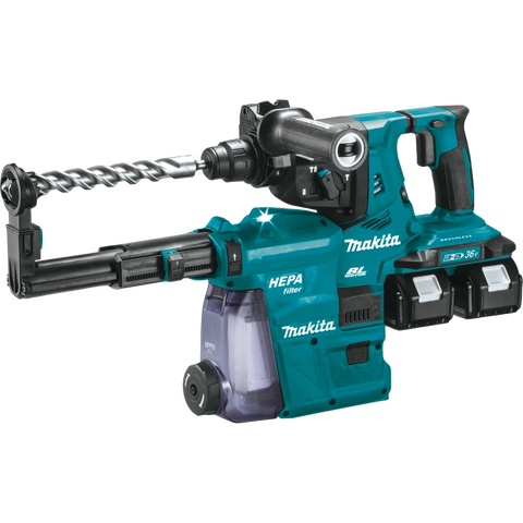 Makita XRH10PTW 36V (18V X2) LXT® Brushless 1-1/8" SDS-PLUS AVT® Rotary Hammer Kit, w/ HEPA Dust Extractor, AFT®, AWS® Capable, dual port charger, bag (5.0Ah)