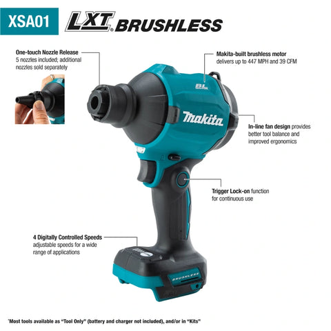 Makita XSA01Z 18V LXT® Brushless High Speed Blower/Inflator (Tool Only)