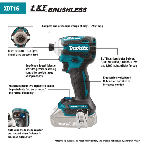 Makita XT288T 18V LXT® Lithium‑Ion Brushless Cordless 2‑Pc. Combo Kit (5.0Ah)