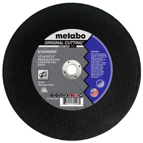Metabo 616340000 ORIGINAL CUTTING 14" X 3/32" X 1" - TYPE 1 - A24M